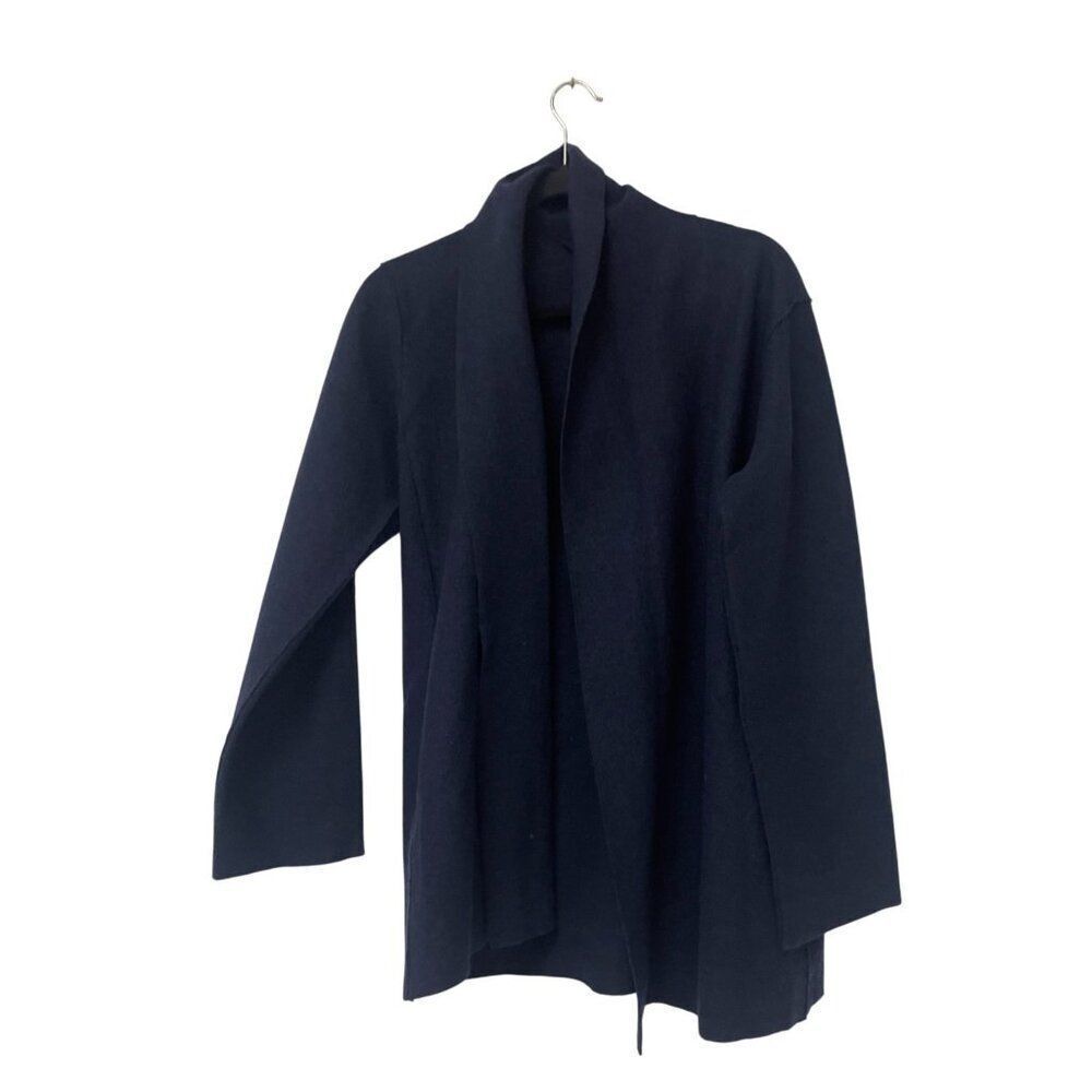 Eileen Fisher Women High Collar Jacket Size XXS Midnight Navy Blue Wool NWT